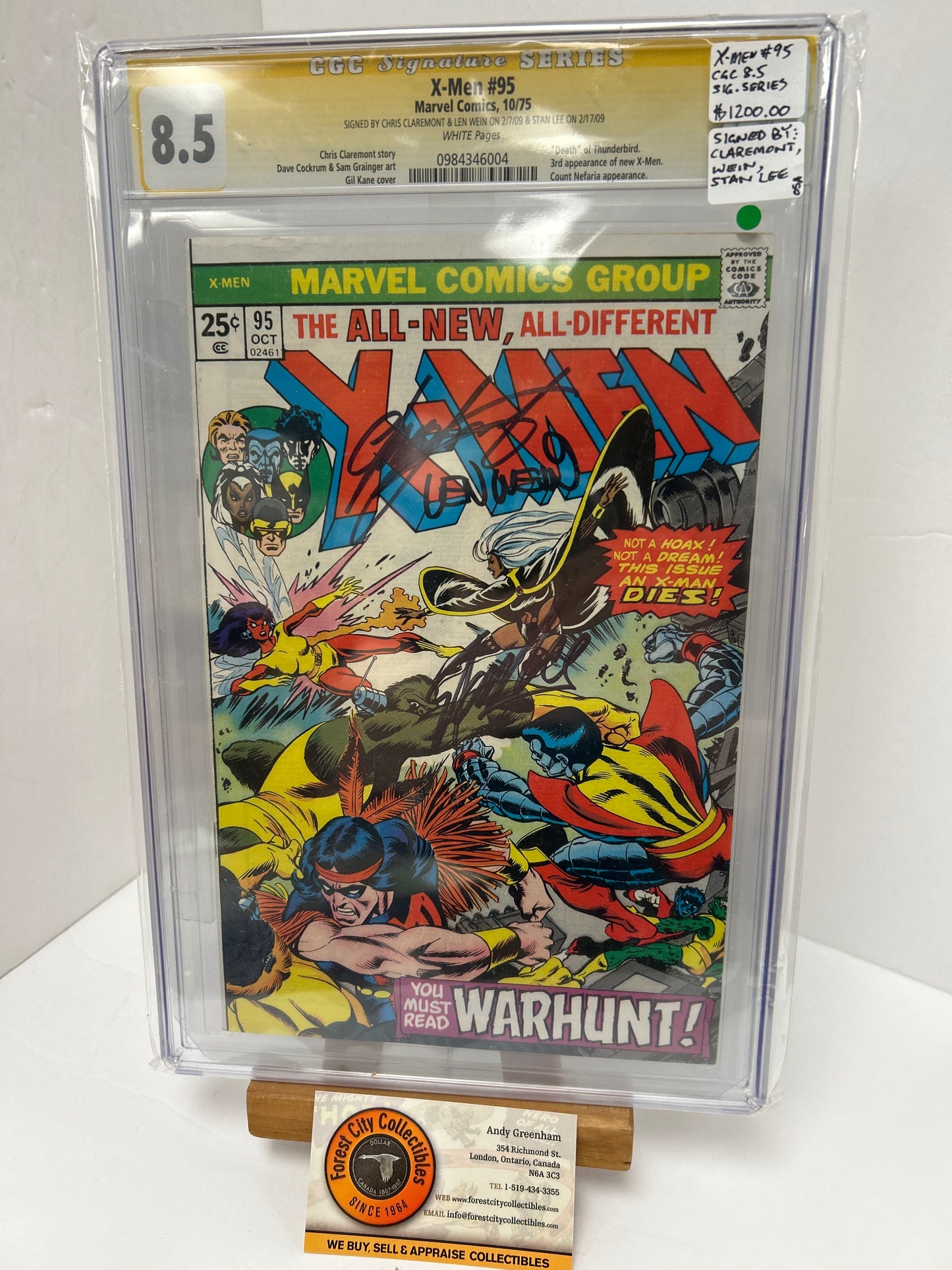 X-Men #95 (White Pages) {CGC 8.5} Signed by Chris Claremont & Stan Lee