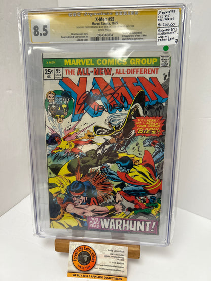 X-Men #95 (White Pages) {CGC 8.5} Signed by Chris Claremont & Stan Lee