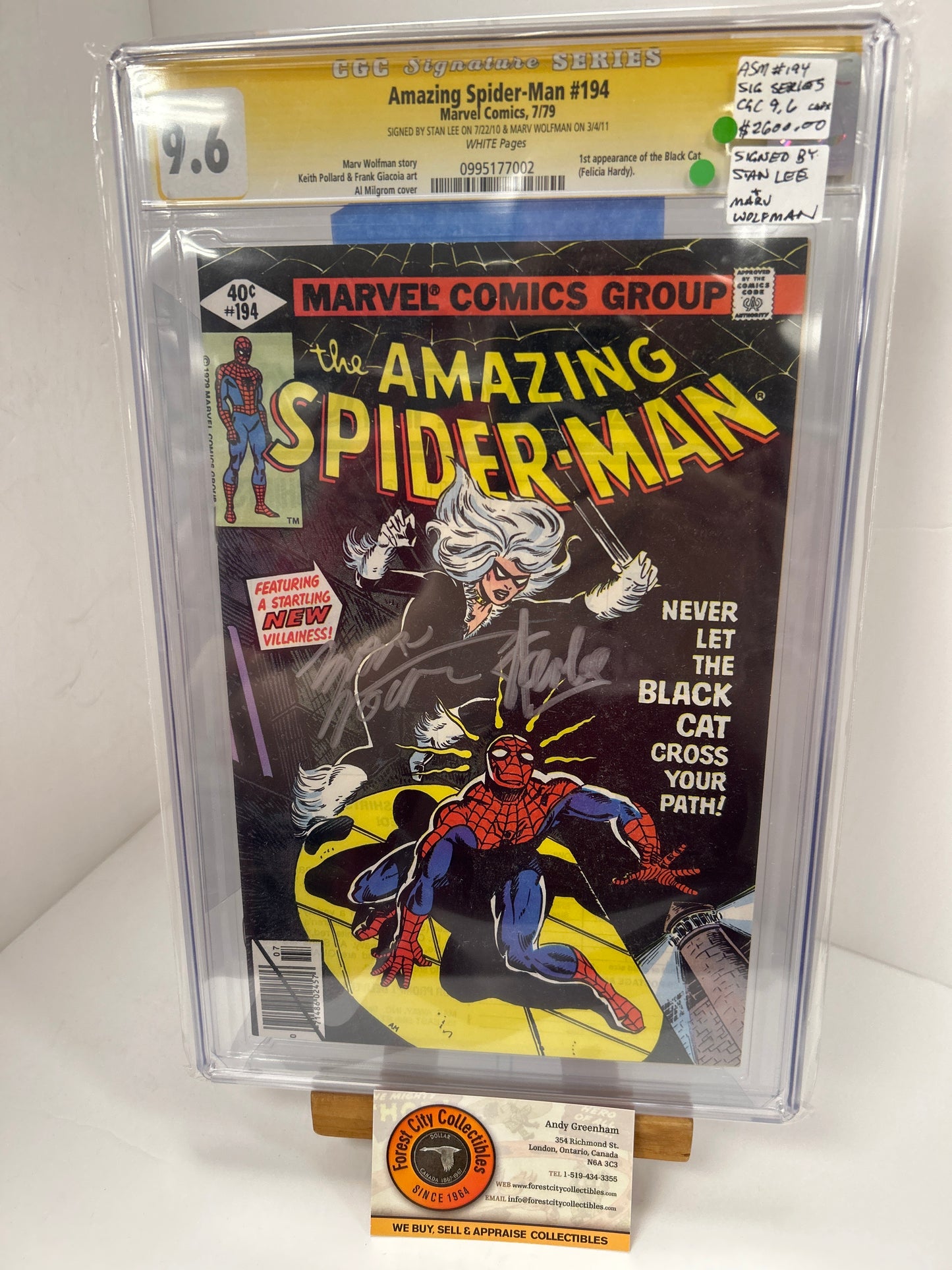 Amazing Spider-man #194 (White Pages) {CGC 9.6} Signed by Stan Lee