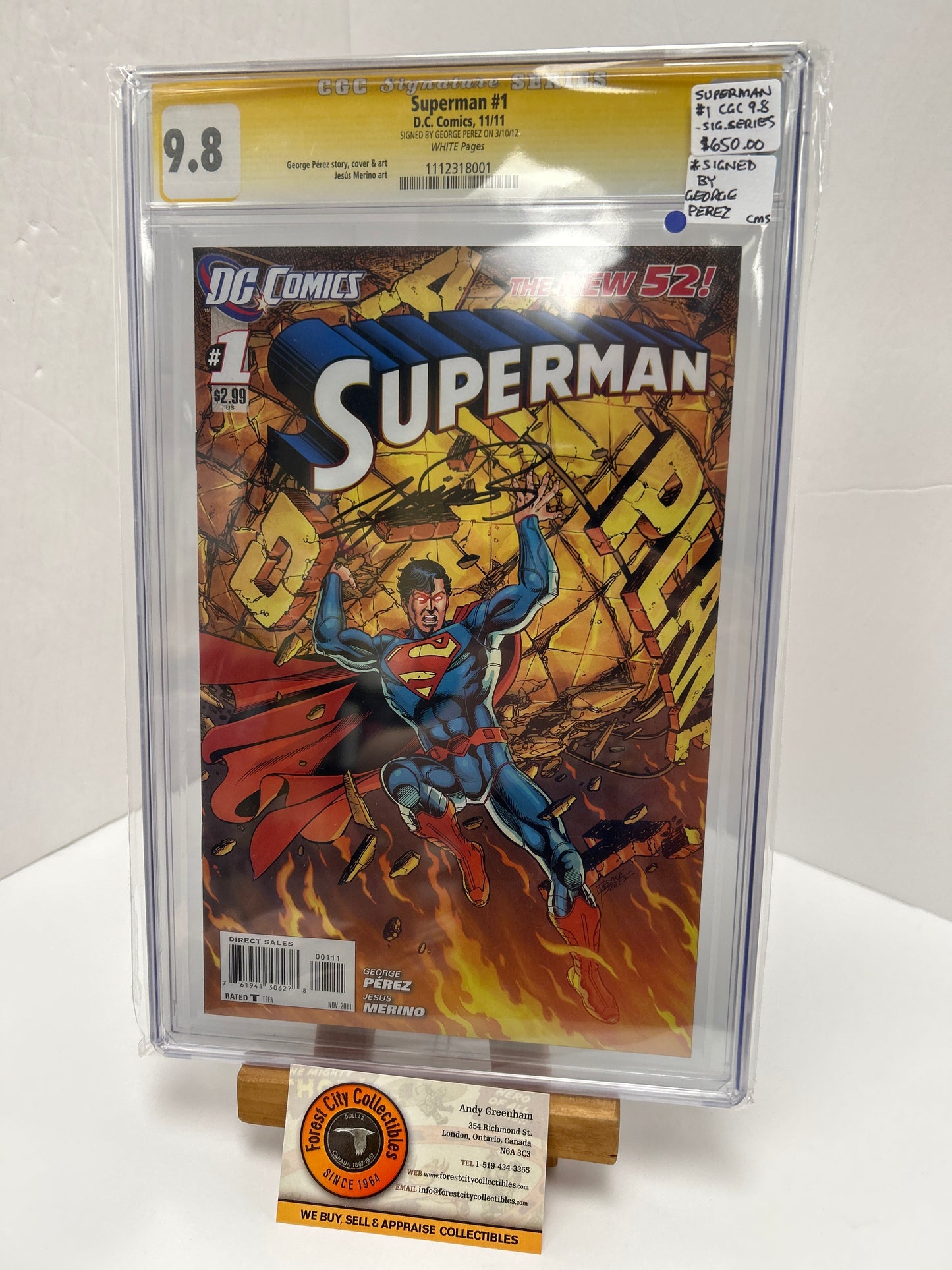Superman #1 (White Pages) {CGC 9.8} Signed by George Perez