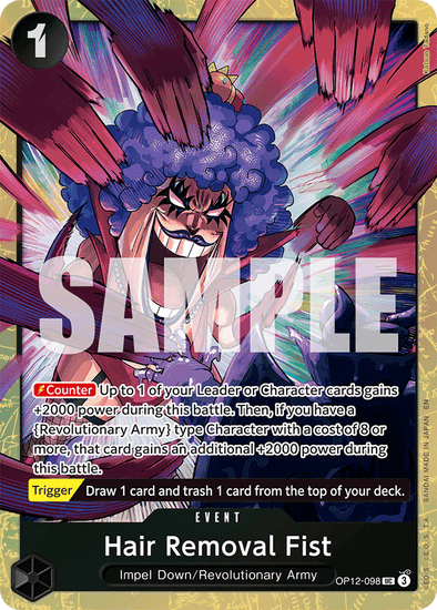 One Piece TCG Hair Removal Fist OP12-098 Premium Collection Alt Art Playset