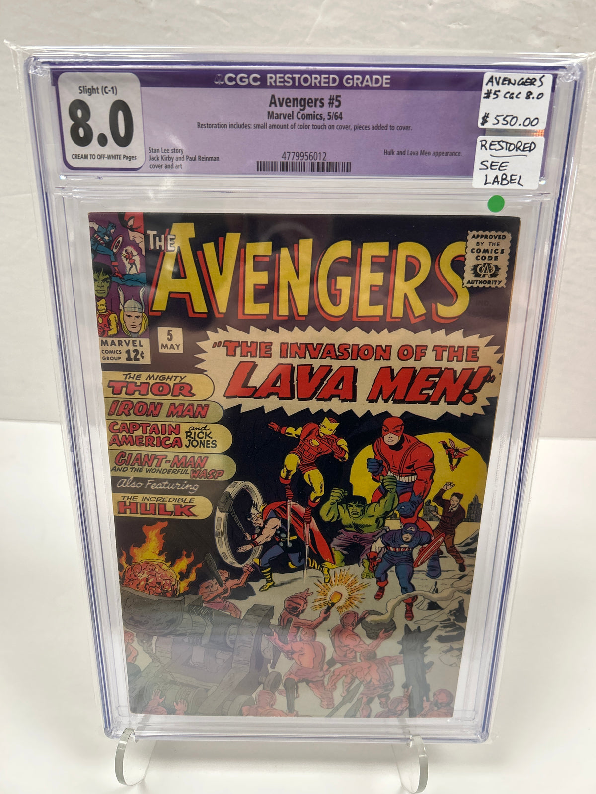 Avengers #5 (OFF-White to White Pages) {CGC 8.0} - Restored Grade