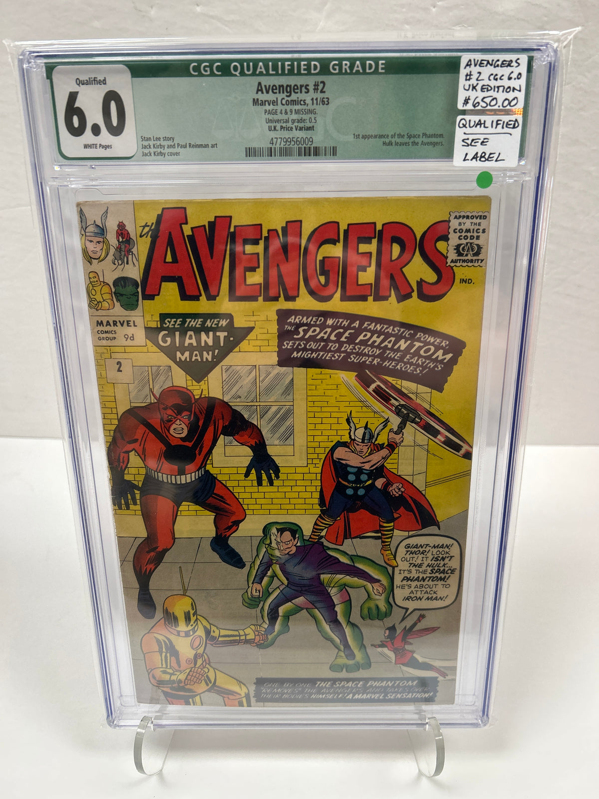 Avengers #2 (White pages) {CGC 6.0} - Qualified Grade