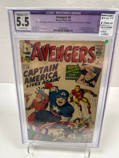 Avengers #4 (OFF-White) {CGC 5.5} - Restored Grade