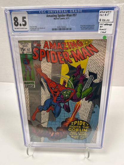 Amazing Spider-Man #97 (OFF-White Pages to White pages) {CGC 8.5} 6/71 - Not approved by Comics Code