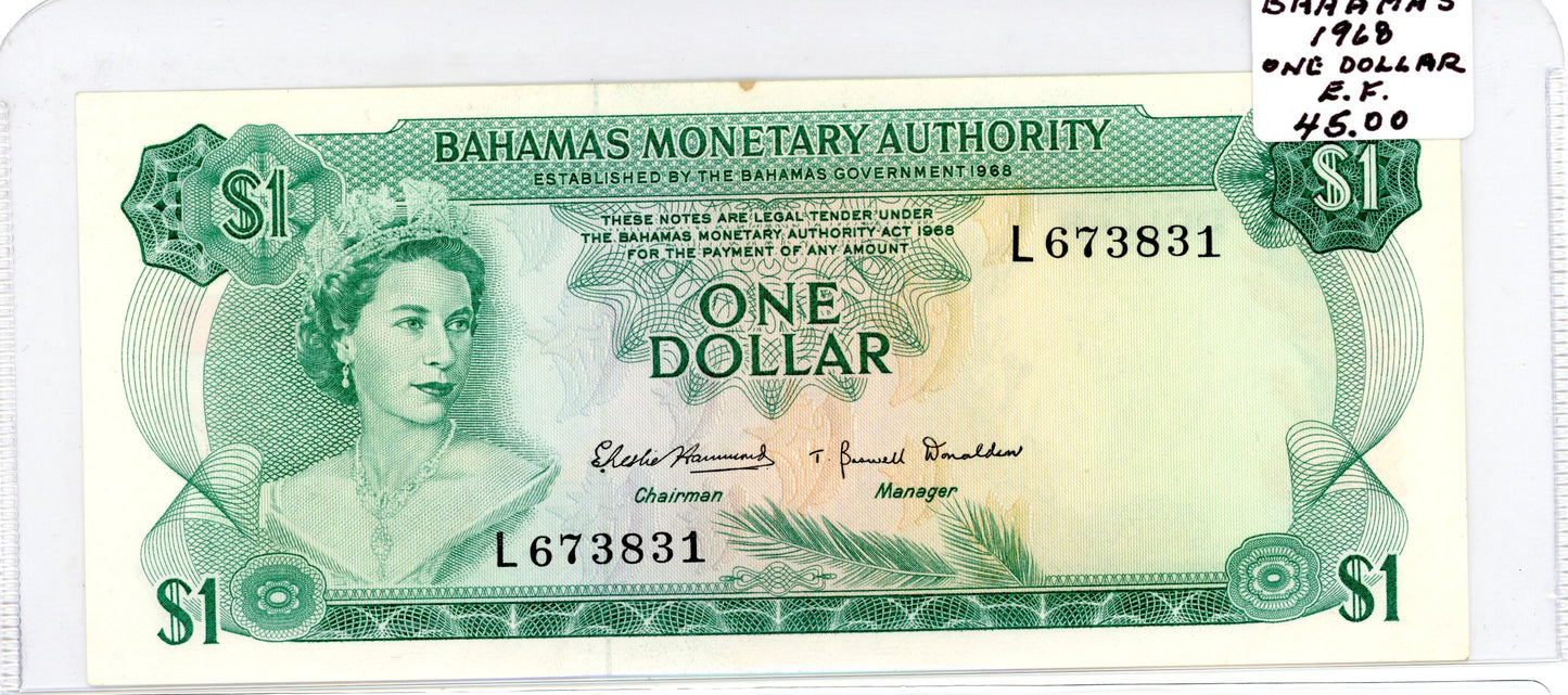Bahamas 1968 0ne dollar E.F.