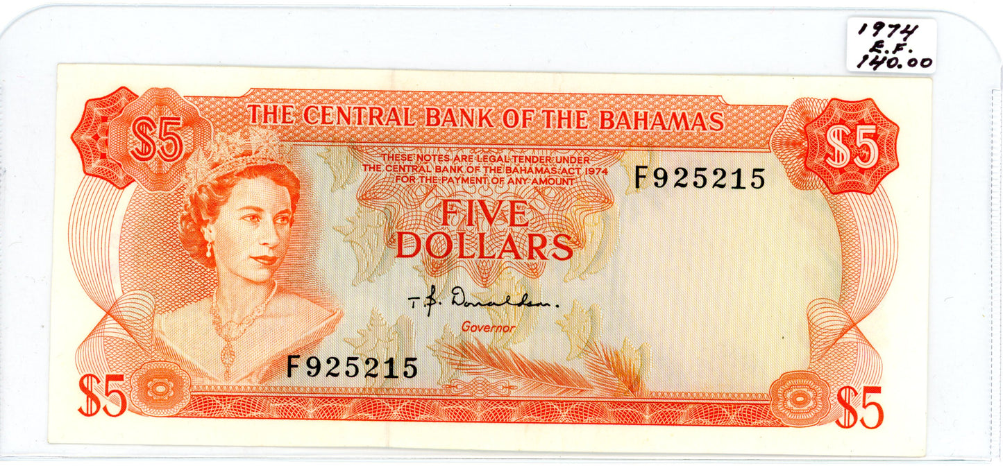 The Cental Bank of The Bahamas 1974 {Pick #27d} E.F.
