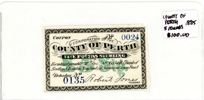 County of Perth 1885 5 pounds