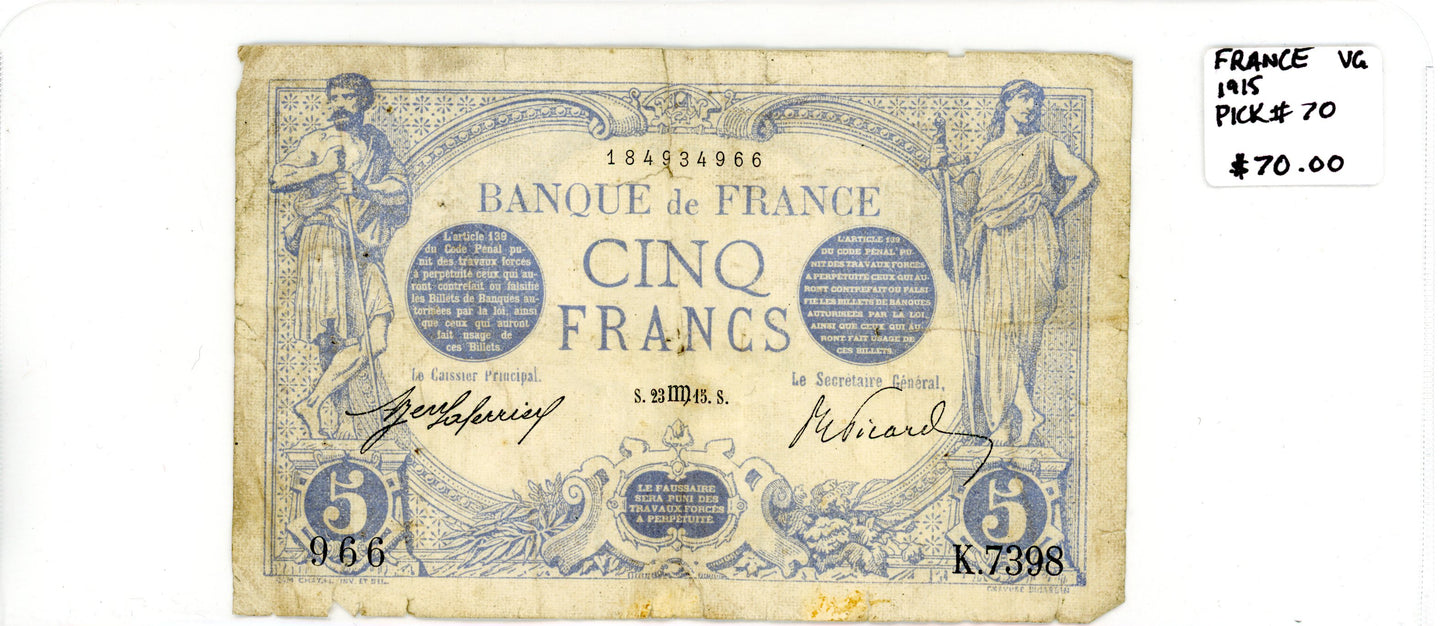 France 1915 {Pick #70} VG