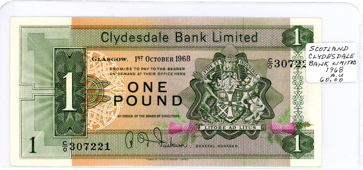 Scotland Clydesdale bank Limited 1968 A.U.
