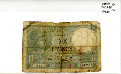 France 1940 {Pick #84} VG