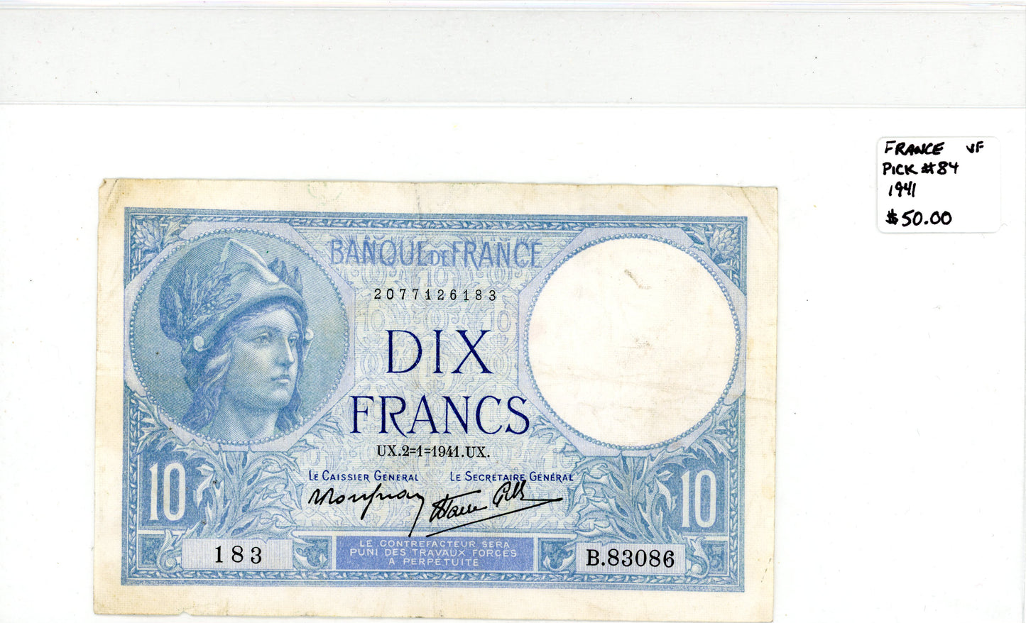 France 1941 {Pick #84} VF