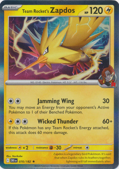 Team Rocket's Zapdos (070/182) (GAMESTOP STAMP)