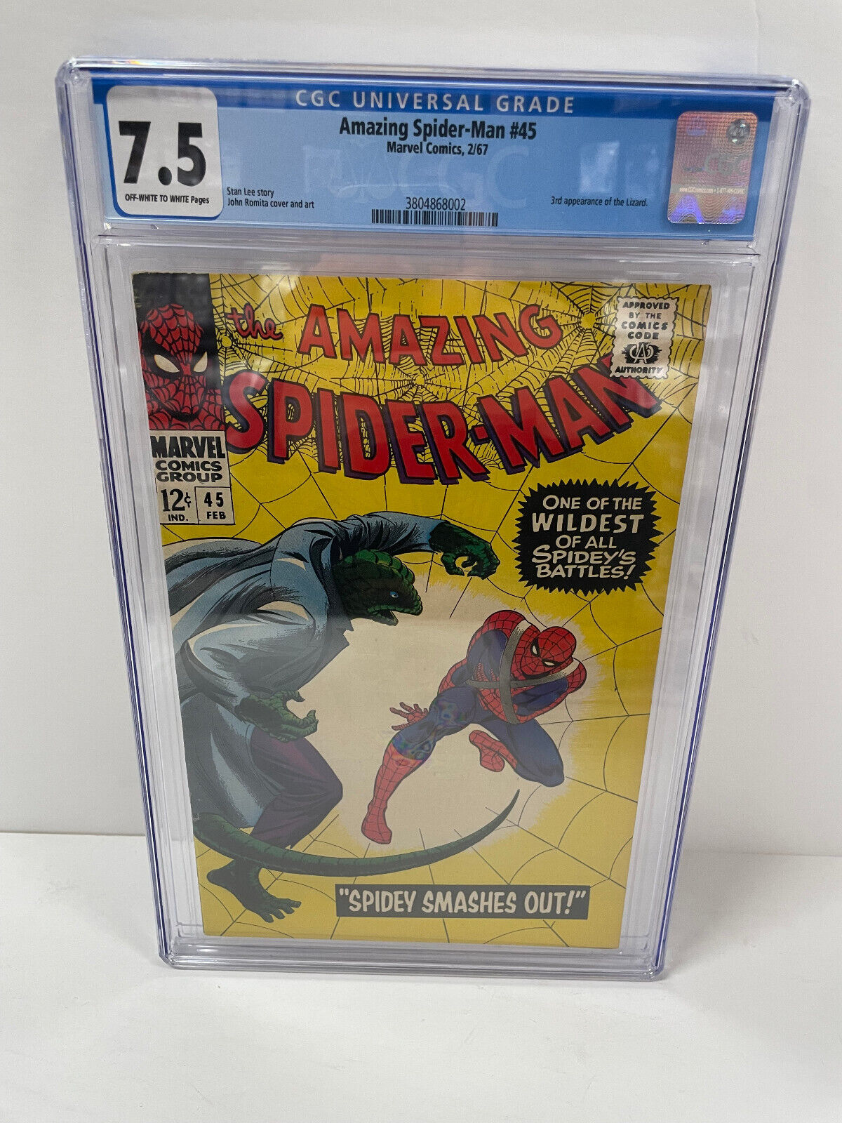 Amazing Spider-Man #45 - Marvel Comics, 2/1967 - CGC GRADED 7.5 - OW-W PAGES