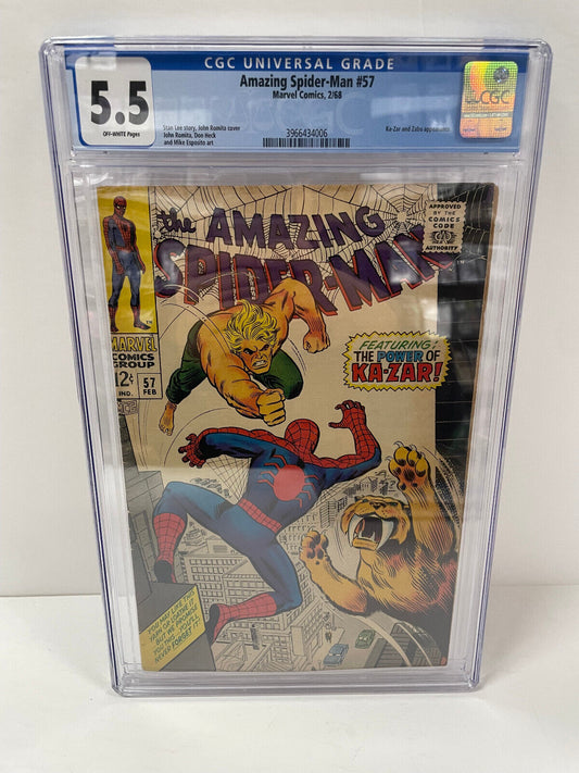 Amazing Spider-Man #57 - Marvel Comics, 2/1968 - CGC GRADED 5.5 - OW PAGES