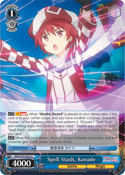 Spell Stash, Kanade (BFR/S78-E092 U) [BOFURI: I Don't Want to Get Hurt, so I'll Max Out My Defense]
