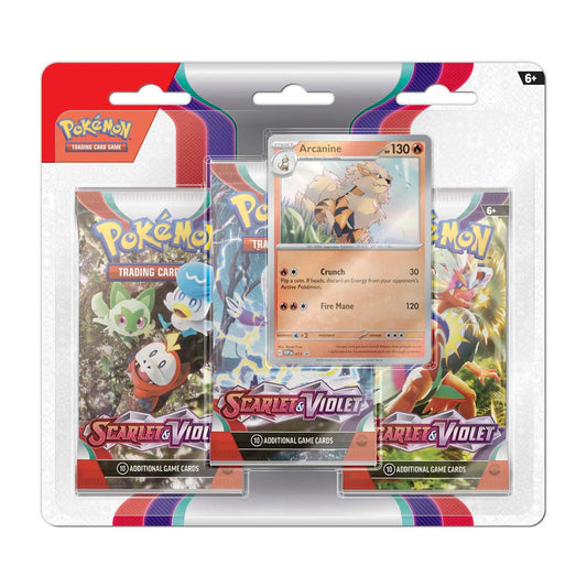 POKEMON - SCARLET AND VIOLET - BASE SET - 3 PACK BLISTER - ARCANINE