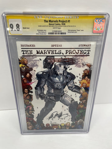 The Marvel Project #1 CGC 9.8 (Sketch Cover) signed and sketch by Greg Kirkpatrick & signed by Bob Layton